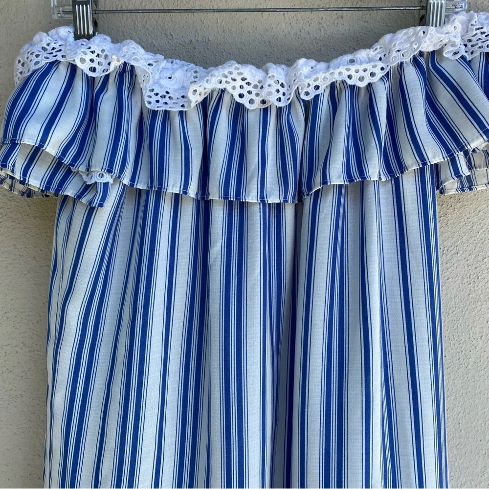 MISA Los Angeles Linen Carina Dress Blue Stripes Size XS - Picture 8 of 14